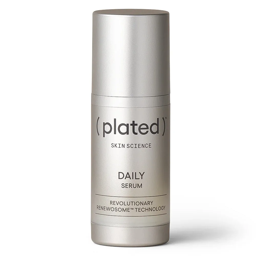 Silver ( plated ) bottle of daily skin serum.